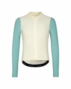 Pas Normal Studios Men's Mechanism Long Sleeve Jersey — Off-White / Light Teal^ Jerseys