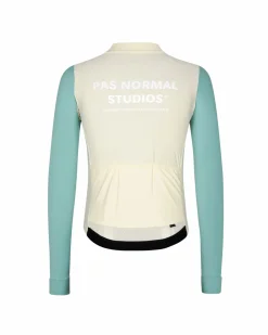 Pas Normal Studios Men's Mechanism Long Sleeve Jersey — Off-White / Light Teal^ Jerseys
