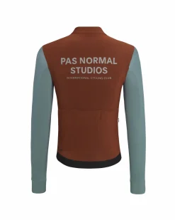 Pas Normal Studios Men's Mechanism Thermal Long Sleeve Jersey — Mahogany / Dusty Teal^ Jerseys