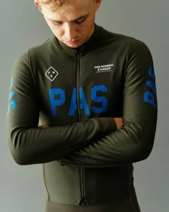 Pas Normal Studios Men's PAS Mechanism Thermal Long Sleeve Jersey — Dark Olive^ Jerseys