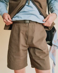 Pas Normal Studios Off-Race Cotton Twill Shorts — Ash Brown^Women Casual|Casual