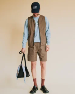 Pas Normal Studios Off-Race Cotton Twill Vest — Ash Brown^Women Casual|Casual