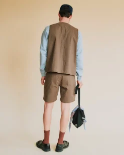 Pas Normal Studios Off-Race Cotton Twill Vest — Ash Brown^Women Casual|Casual
