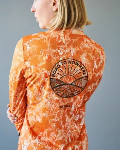 Pas Normal Studios Women's Balance Long Sleeve T-shirt — Orange AOP^Women Gym & Training