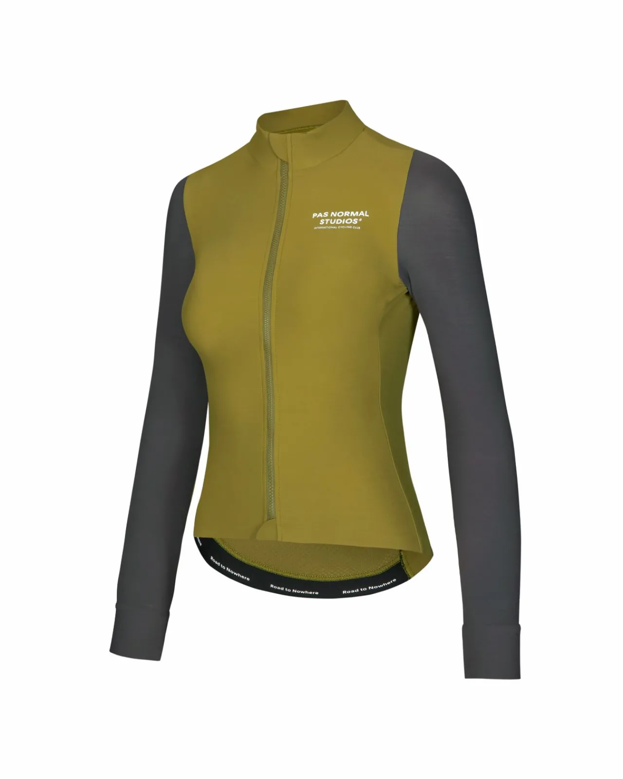 Pas Normal Studios Women's Mechanism Long Sleeve Jersey — Deep Grey / Green^Women Jerseys